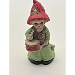 Vintage MWC 1980 Drummer Boy Bell Ceramic Bisque Figurine Drum Lamb Hand Painted